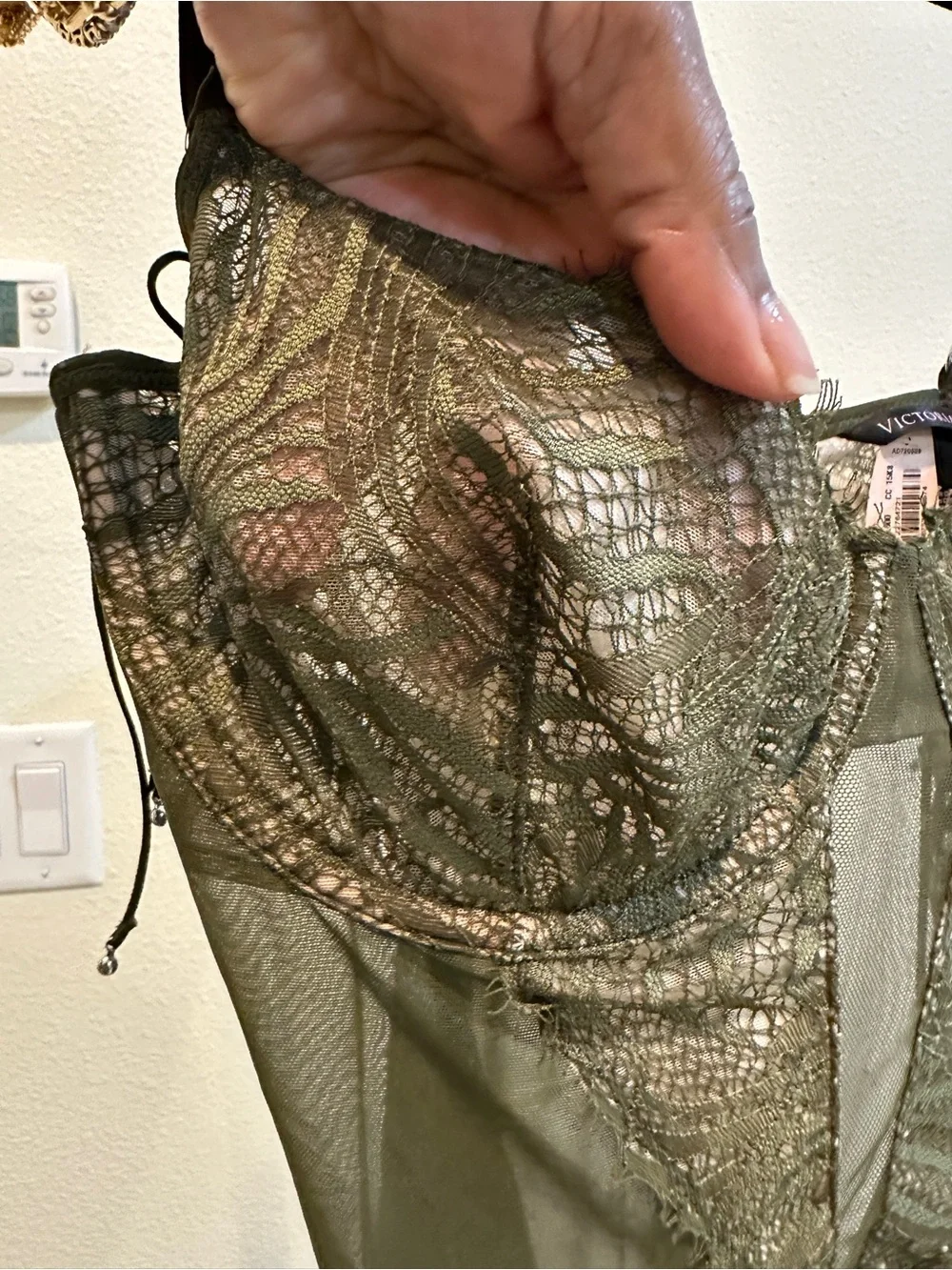 Victoria’s Secret 36D Olive Green Lace Teddy Bodysuit NWT